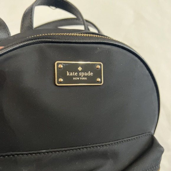 Kate‎ Spade Wilson Road Small Bradley Backpack Black Nylon Gold Leather Straps main image 15